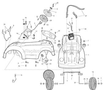 Page A Diagram and Parts List for 76970-9993  Power Wheels Ride-On Cars
